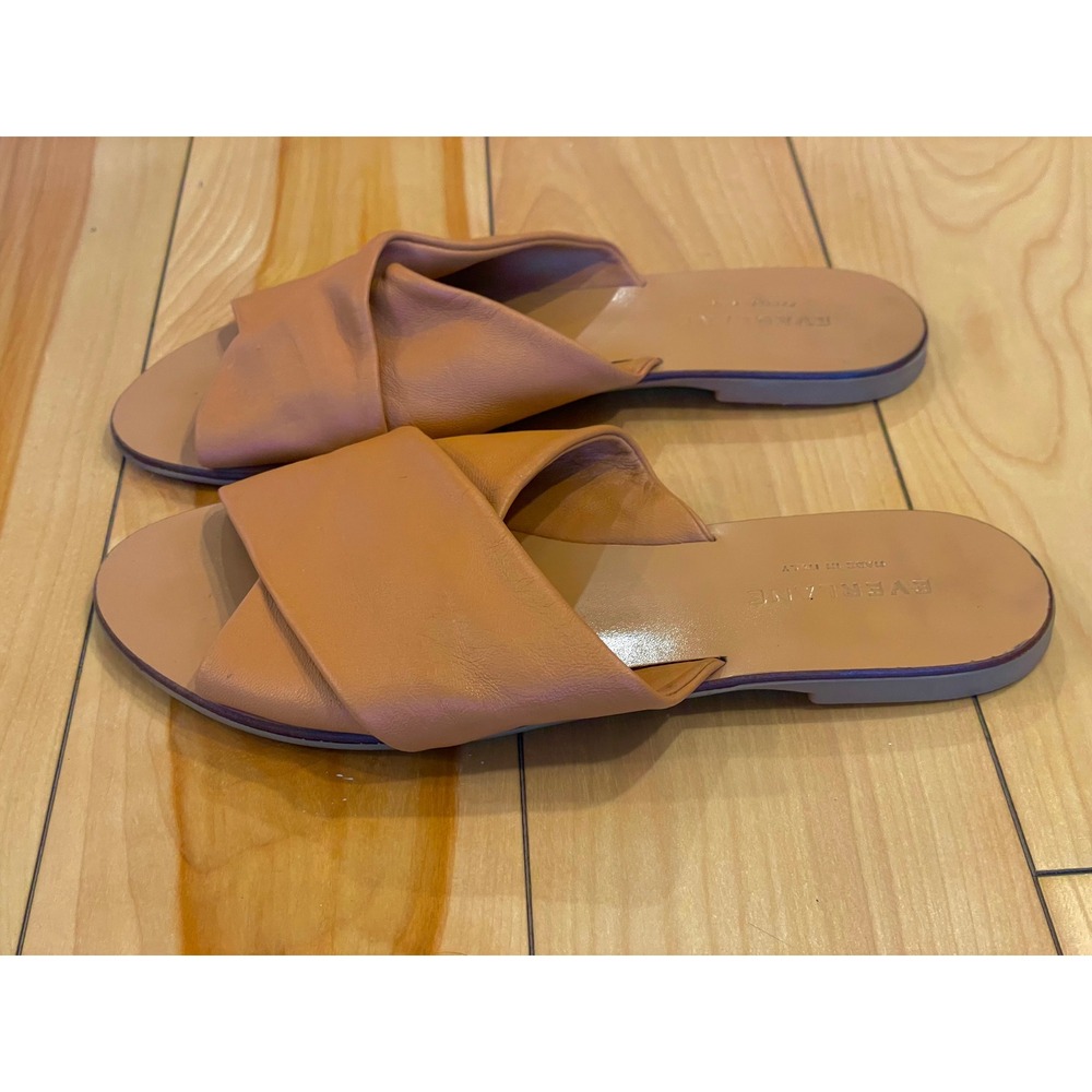 Everlane The Day Soft Leather Criss Cross Slide Sandals Made in Italy Size‎ 6.5